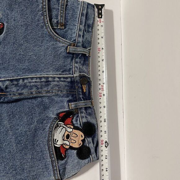 VTG Disney Inc Mickey Mouse Minnie Mom Jean Denim Cut-off Shorts Sz Sm 90s Patch - Picture 7 of 8